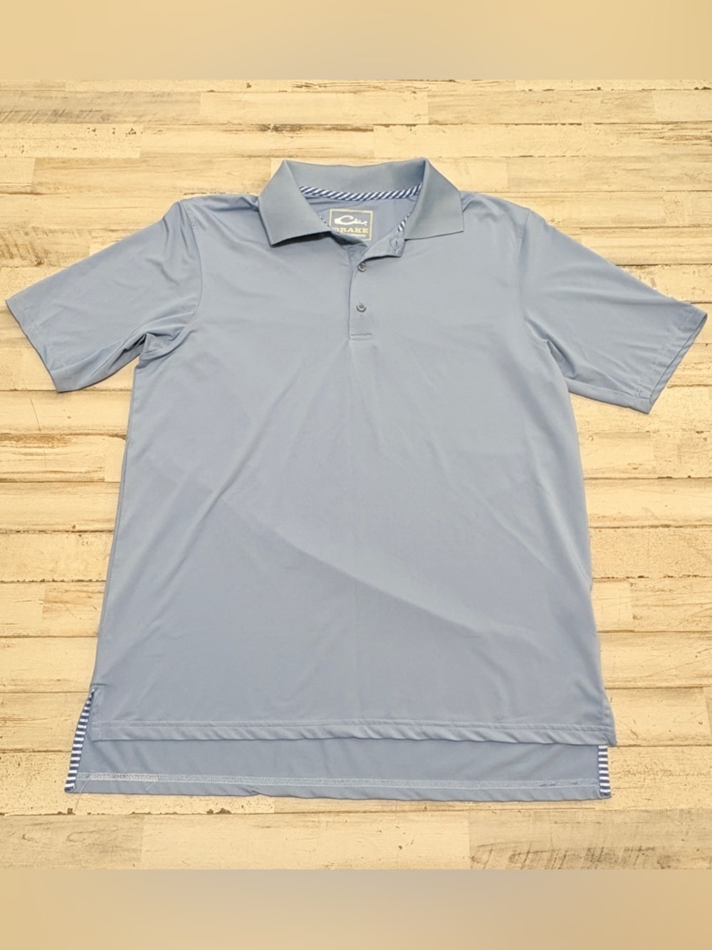 Drake Men’s Small Polo Shirt Performance Golf Light Blue Stretch